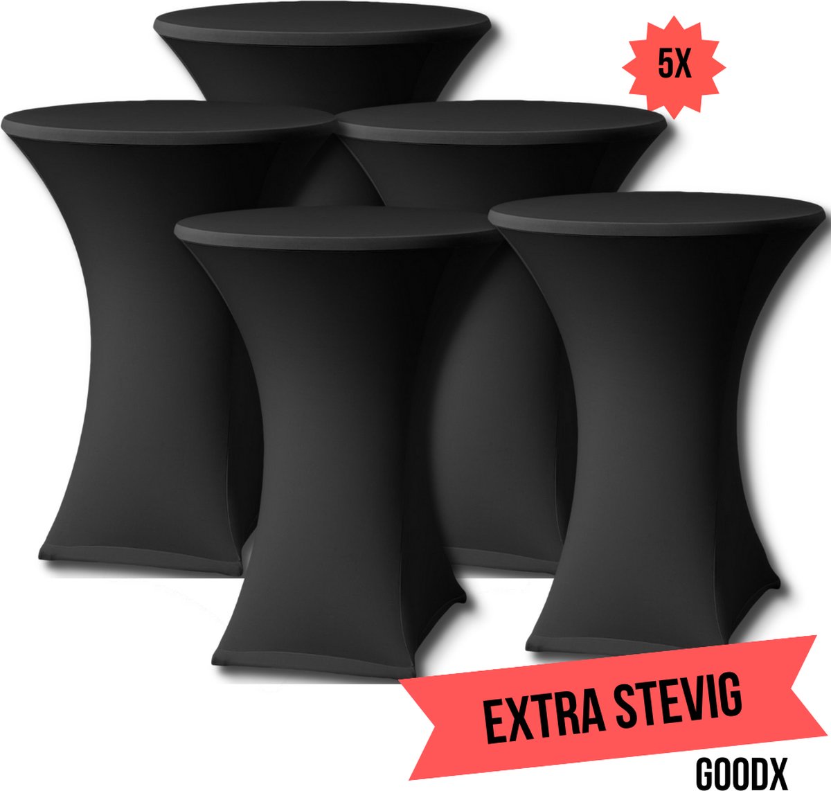   Statafelrok Zwart 5x – ∅80-85 x 110 cm – Stretch 5 stuks –   voor Statafel - Geschikt voor feesten en partijen | Sta Tafel Hoes | Staantafelhoes | Cocktailparty